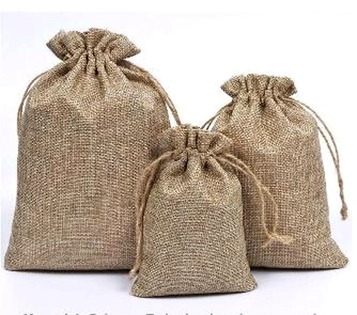 Bolsitas de yute con cordón promocional personalizable
