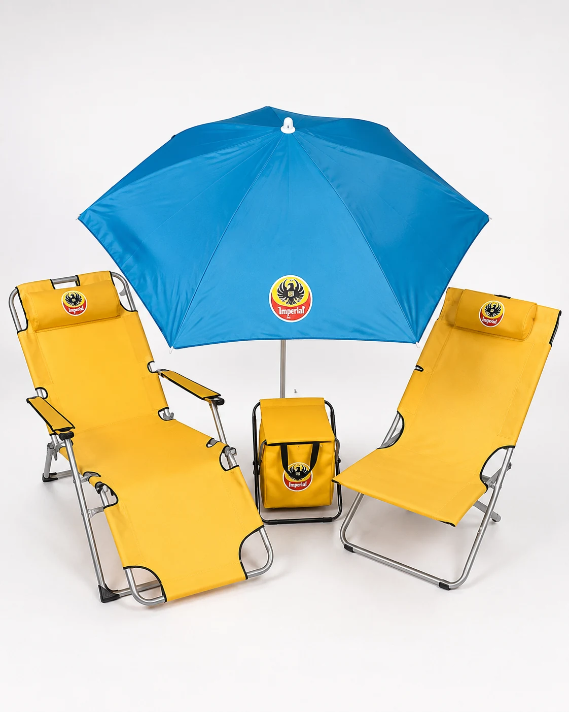 Kit de playa azul y amarillo promocional personalizable